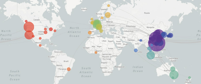 mapa del mundo: compartir datos de influenza